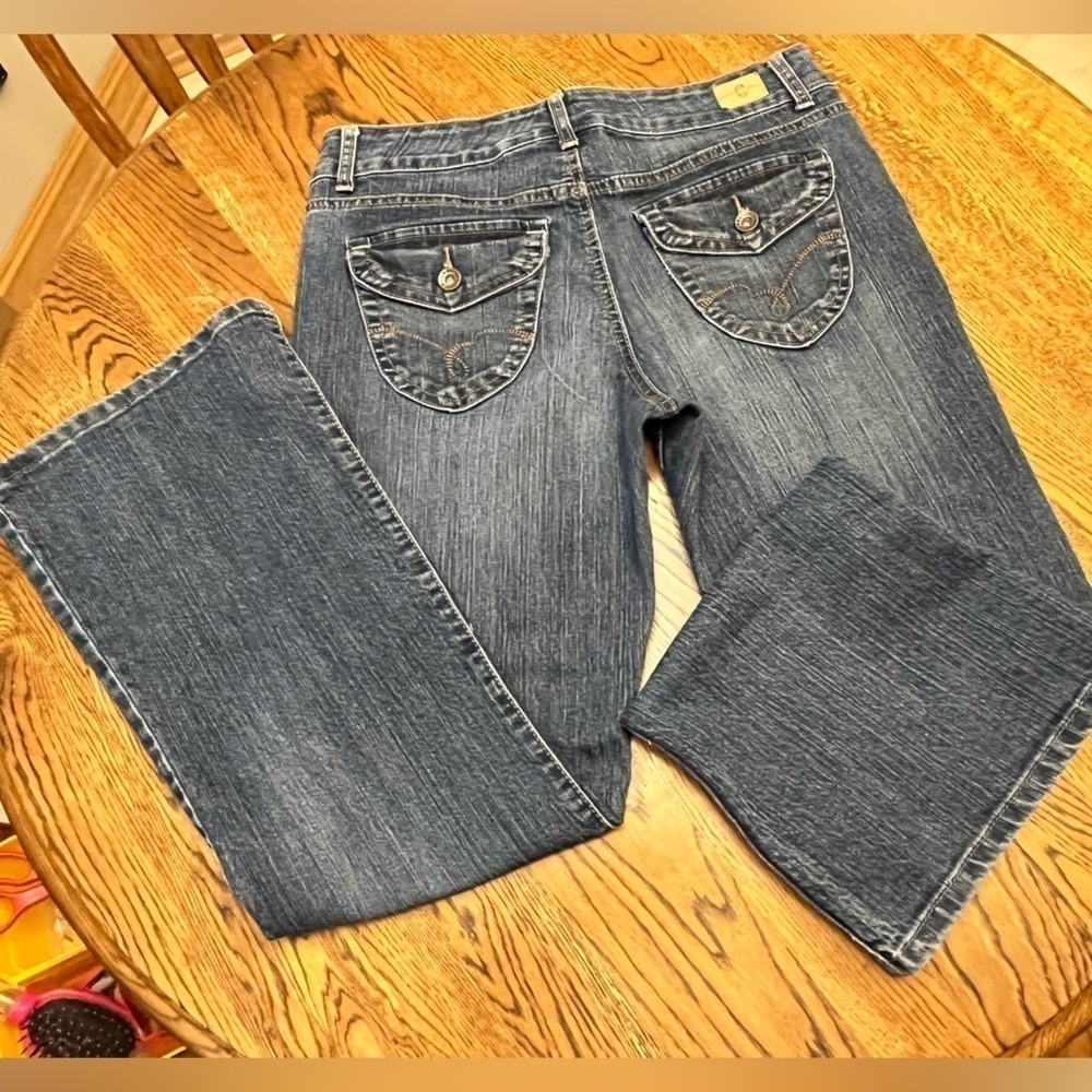Bandolino Blu Arianna Bootcut Jeans Size 8 Short Petite Flap Pocket